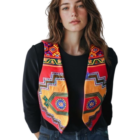Hairston Roberson Ropa Southwest Vest. Vintage Boho - Picture 4 of 16
